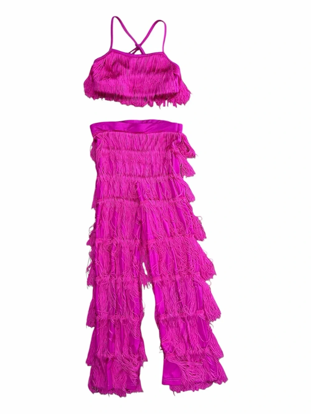 Weissman Elite Mi Gente Hot Pink Fringe Dance Two-Piece Costume
